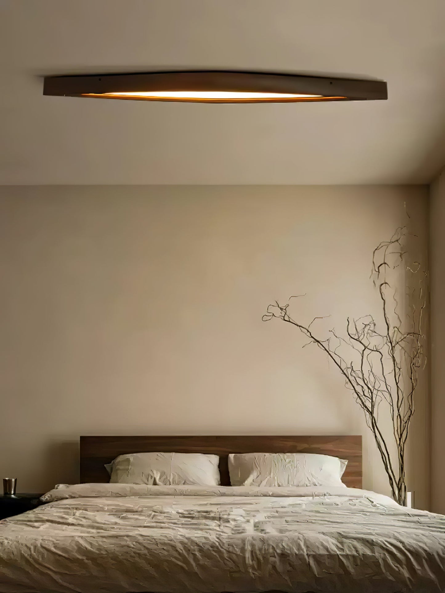 Horizon Linear Wood Ceiling Lamp | Wood/Metal/Acrylic | White Shade