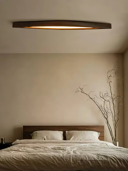 Horizon Linear Wood Ceiling Lamp | Wood/Metal/Acrylic | White Shade