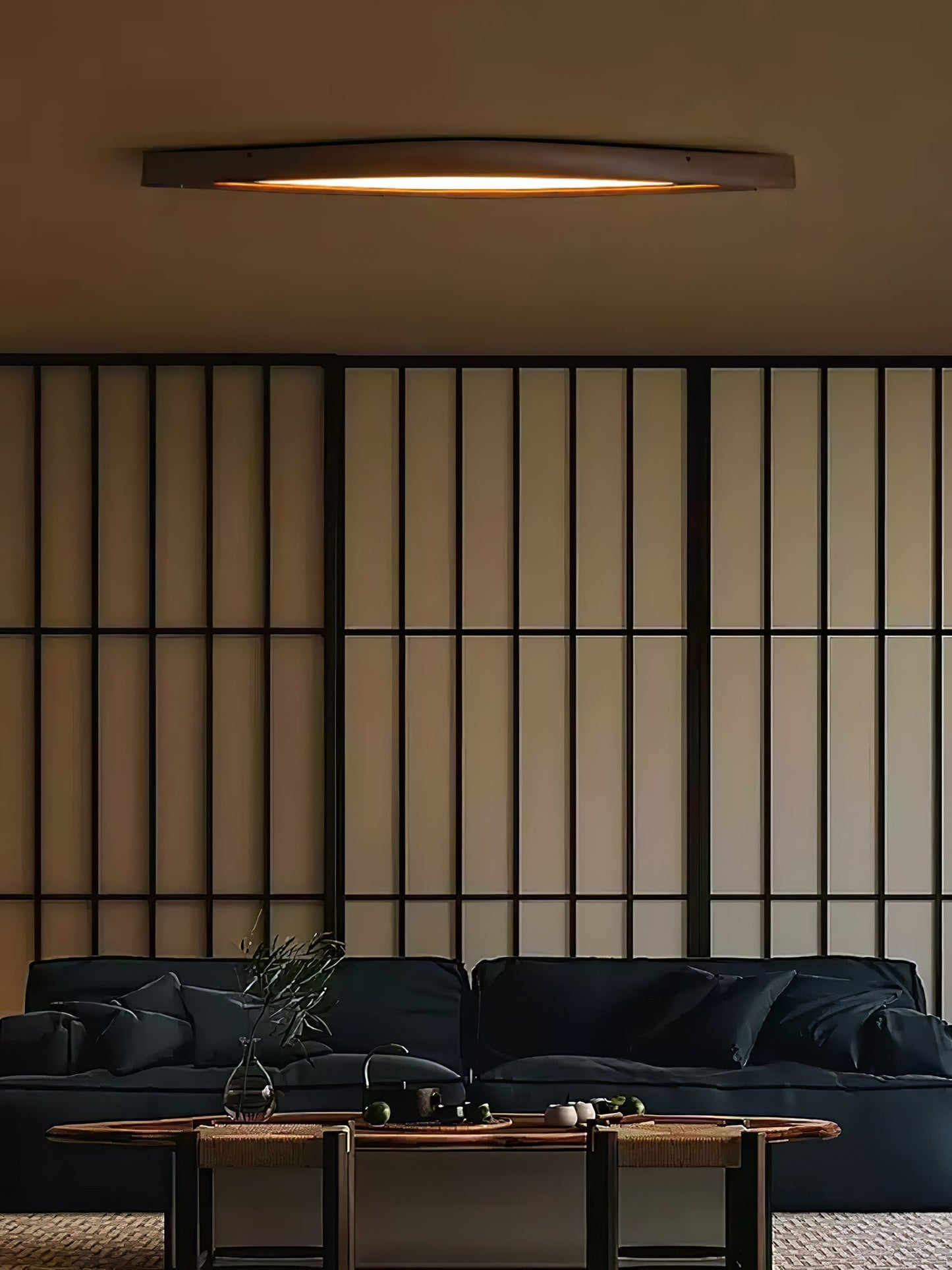 Horizon Linear Wood Ceiling Lamp | Wood/Metal/Acrylic | White Shade