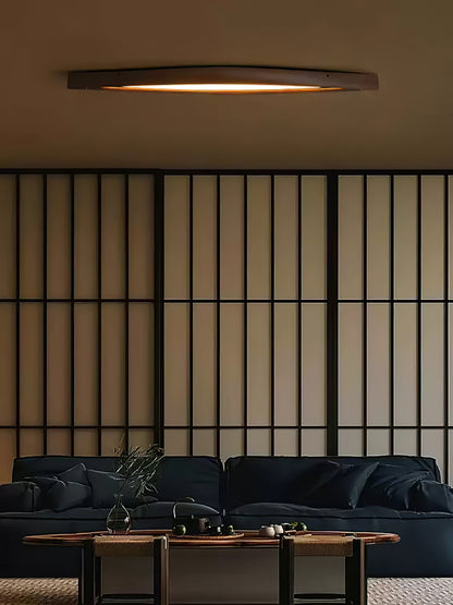 Horizon Linear Wood Ceiling Lamp | Wood/Metal/Acrylic | White Shade