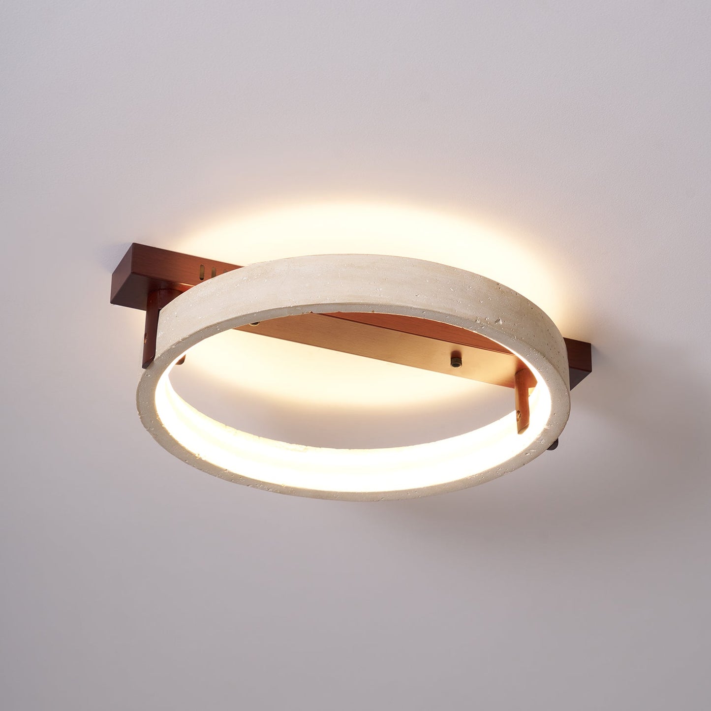 Horizon Ring Ceiling Lamp | Yellow Travertine & Acrylic | Various Sizes