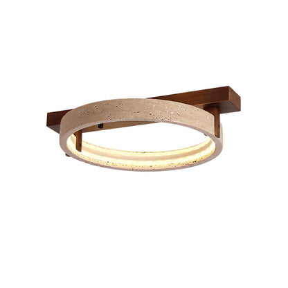 Horizon Ring Ceiling Lamp | Yellow Travertine & Acrylic | Various Sizes