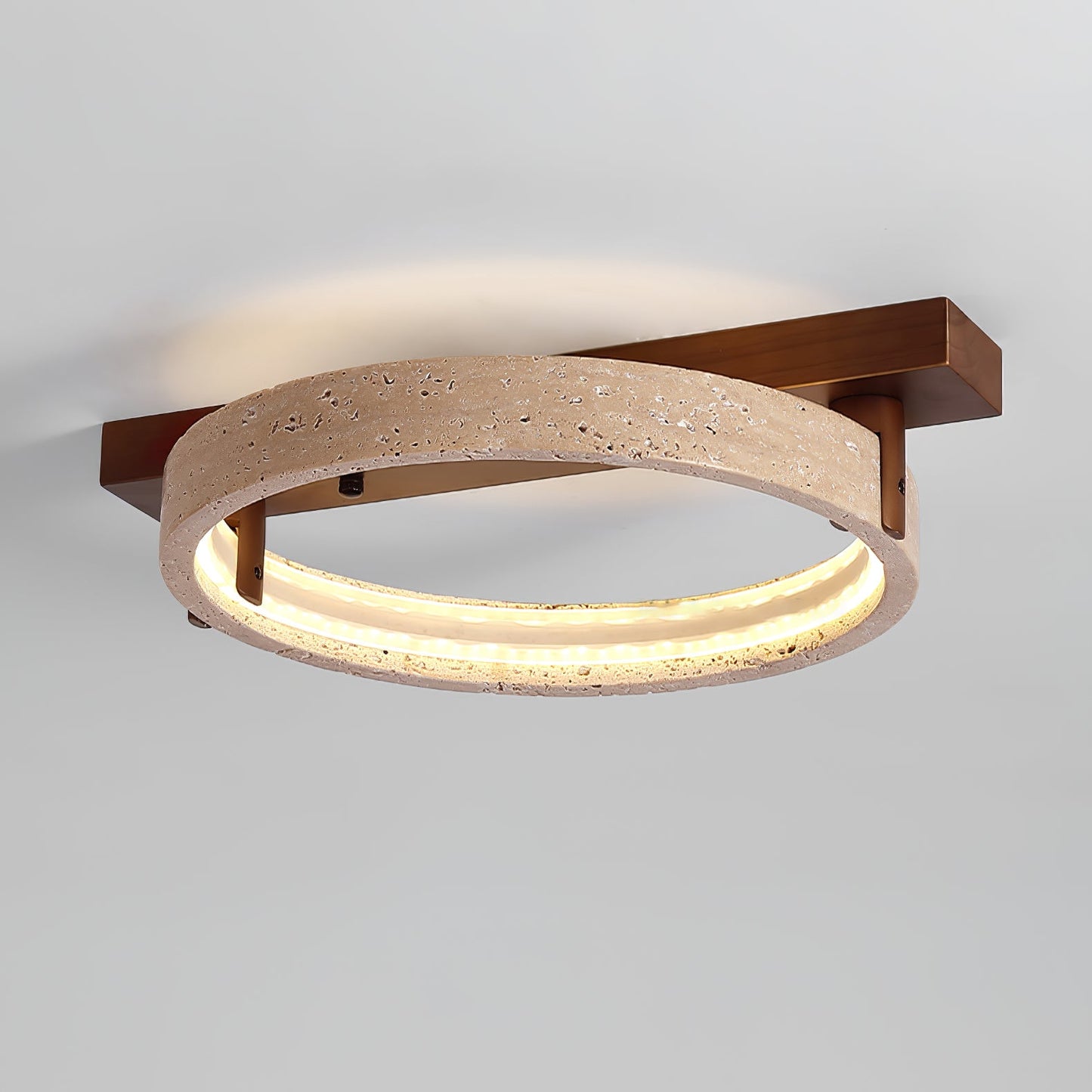 Horizon Ring Ceiling Lamp | Yellow Travertine & Acrylic | Various Sizes