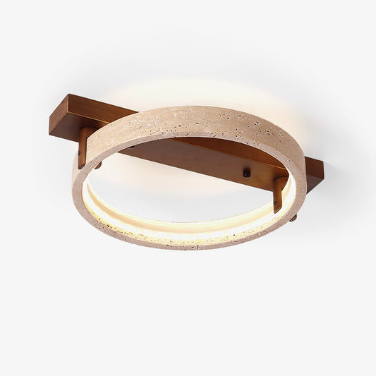 Horizon Ring Ceiling Lamp | Yellow Travertine & Acrylic | Various Sizes