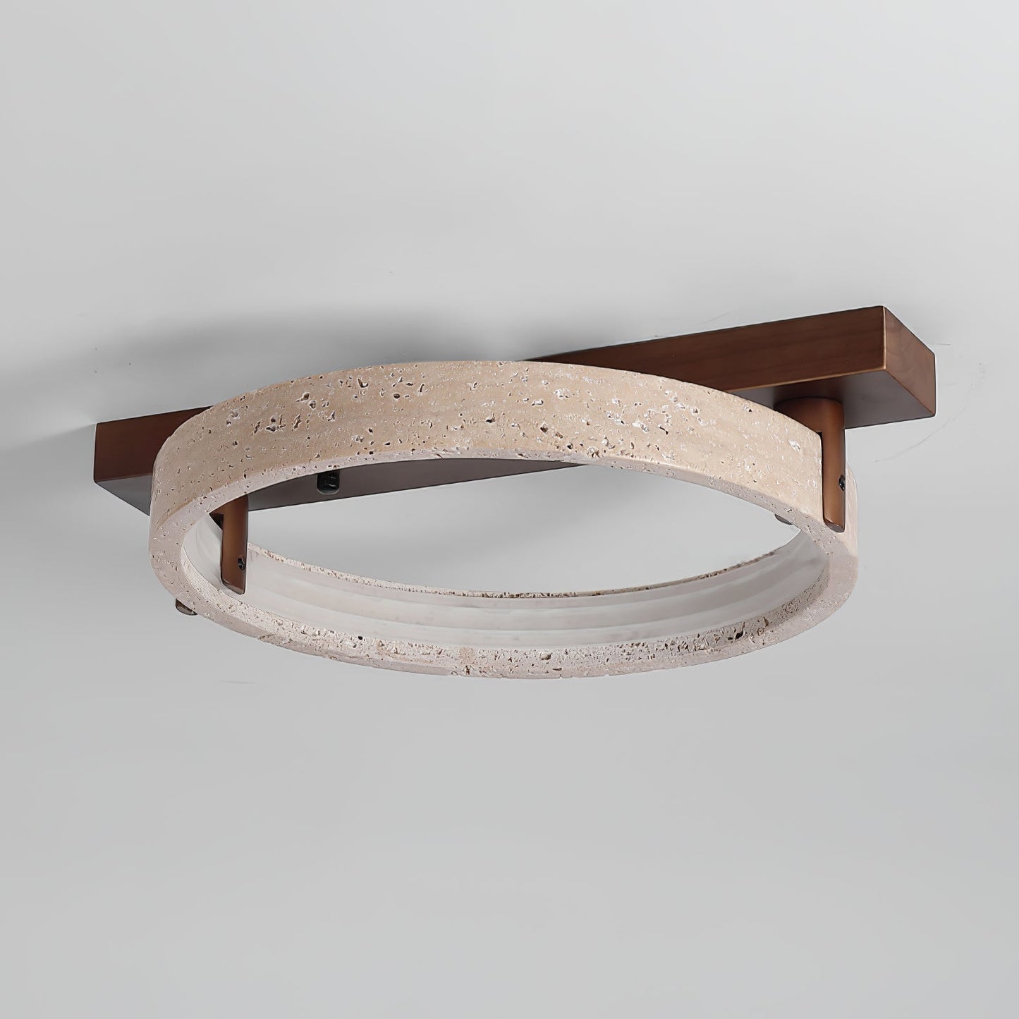 Horizon Ring Ceiling Lamp | Yellow Travertine & Acrylic | Various Sizes