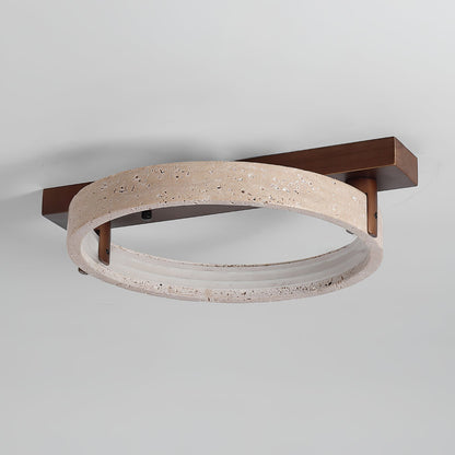 Horizon Ring Ceiling Lamp | Yellow Travertine & Acrylic | Various Sizes