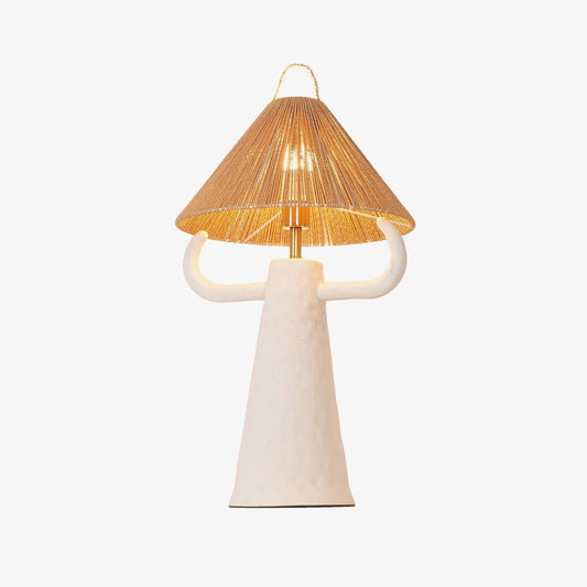 Horns Ceramic Table Lamp | Braided Rope Shade | White/Terra Cotta/Skin
