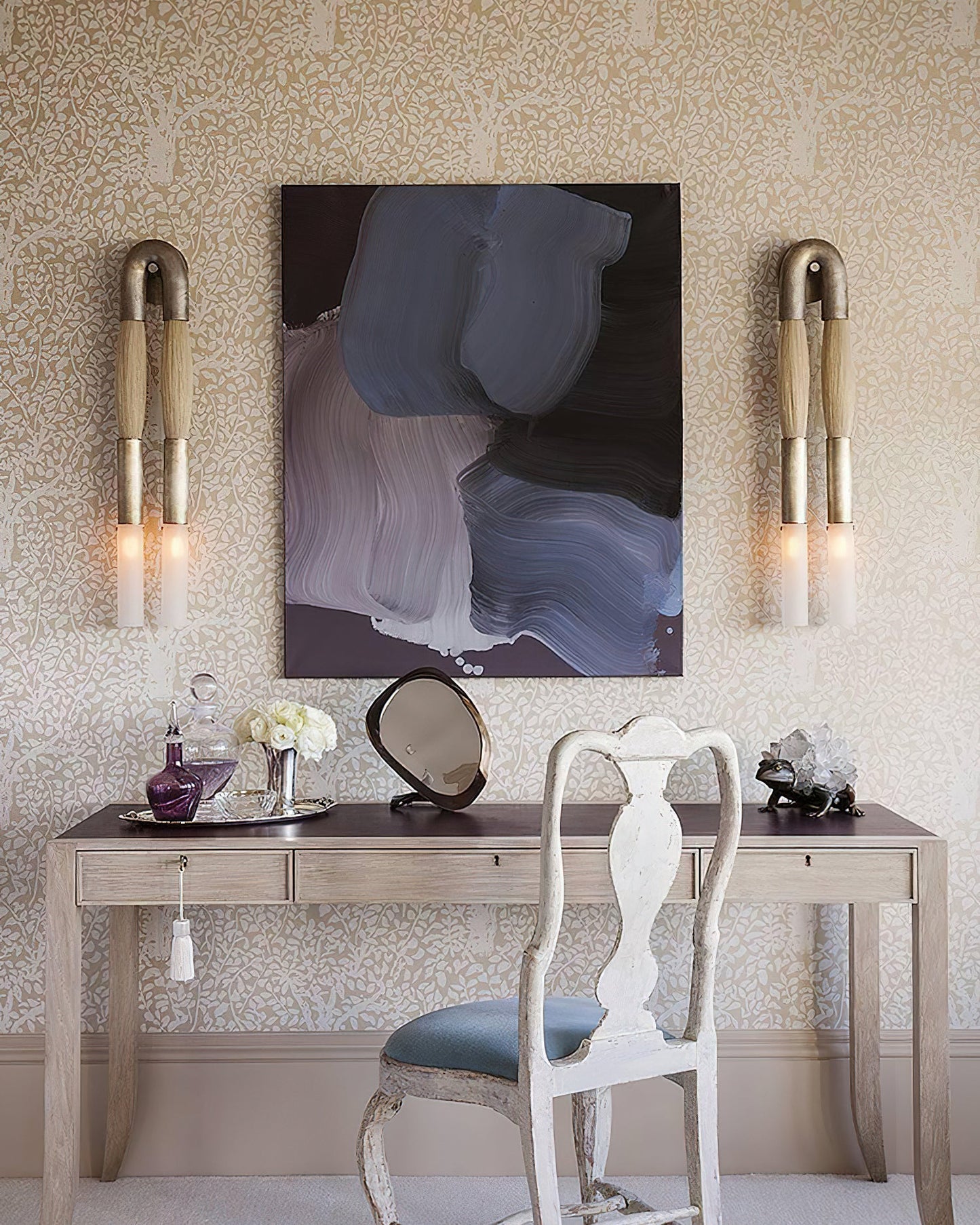 Wall Lamp | Horsehair, Wrought Iron & Glass | 18cm Diameter