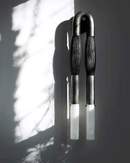 Wall Lamp | Horsehair, Wrought Iron & Glass | 18cm Diameter