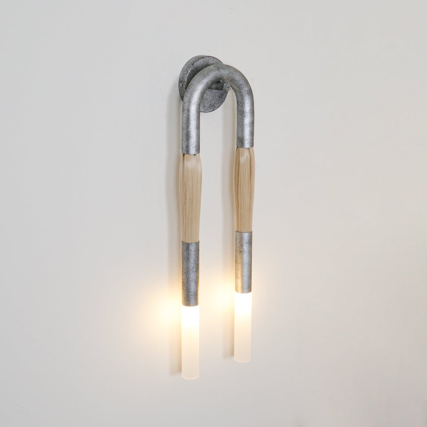 Wall Lamp | Horsehair, Wrought Iron & Glass | 18cm Diameter