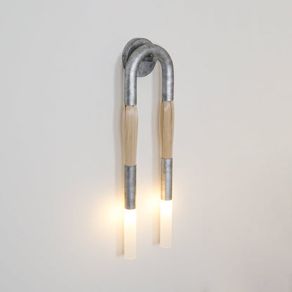 Wall Lamp | Horsehair, Wrought Iron & Glass | 18cm Diameter