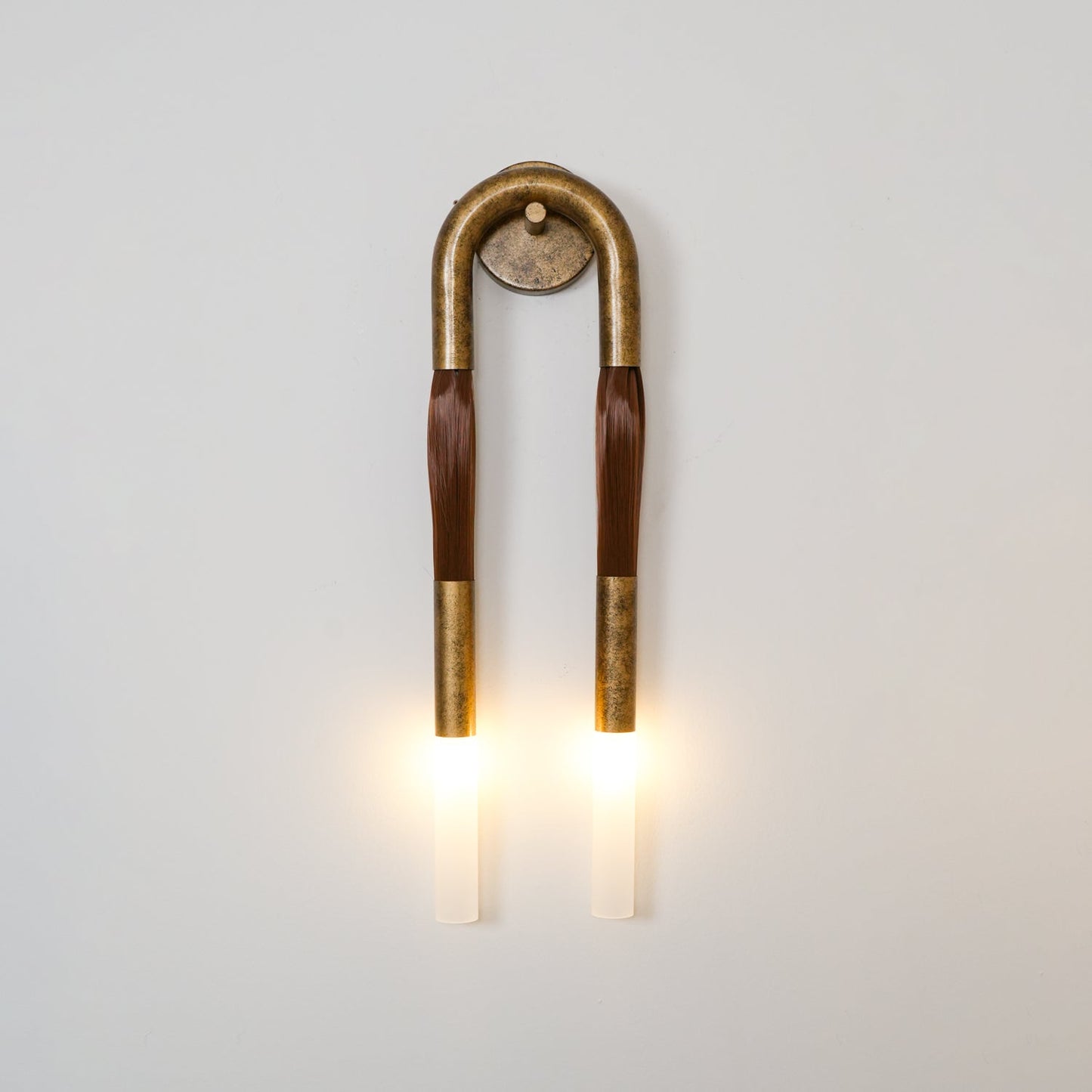 Wall Lamp | Horsehair, Wrought Iron & Glass | 18cm Diameter