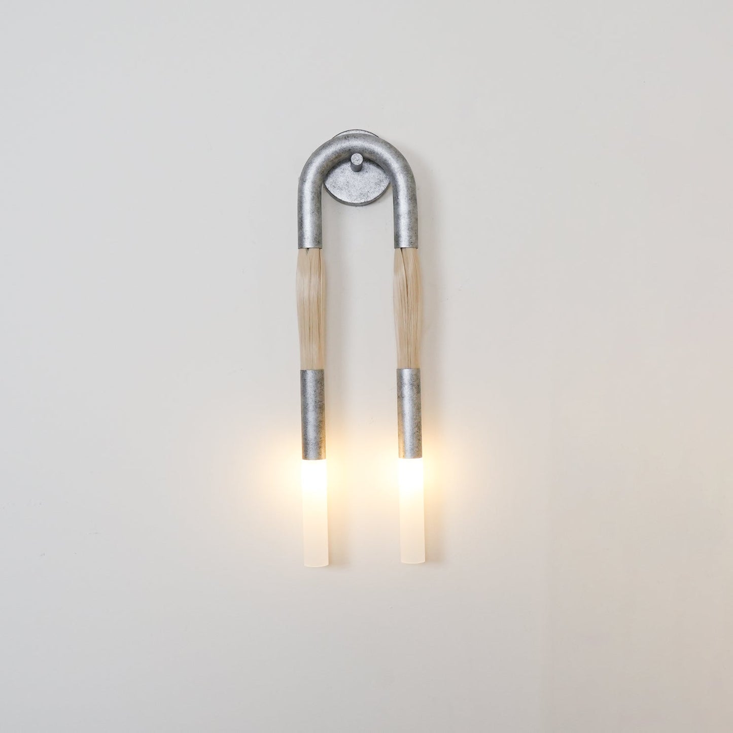 Wall Lamp | Horsehair, Wrought Iron & Glass | 18cm Diameter