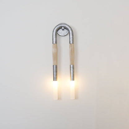 Wall Lamp | Horsehair, Wrought Iron & Glass | 18cm Diameter