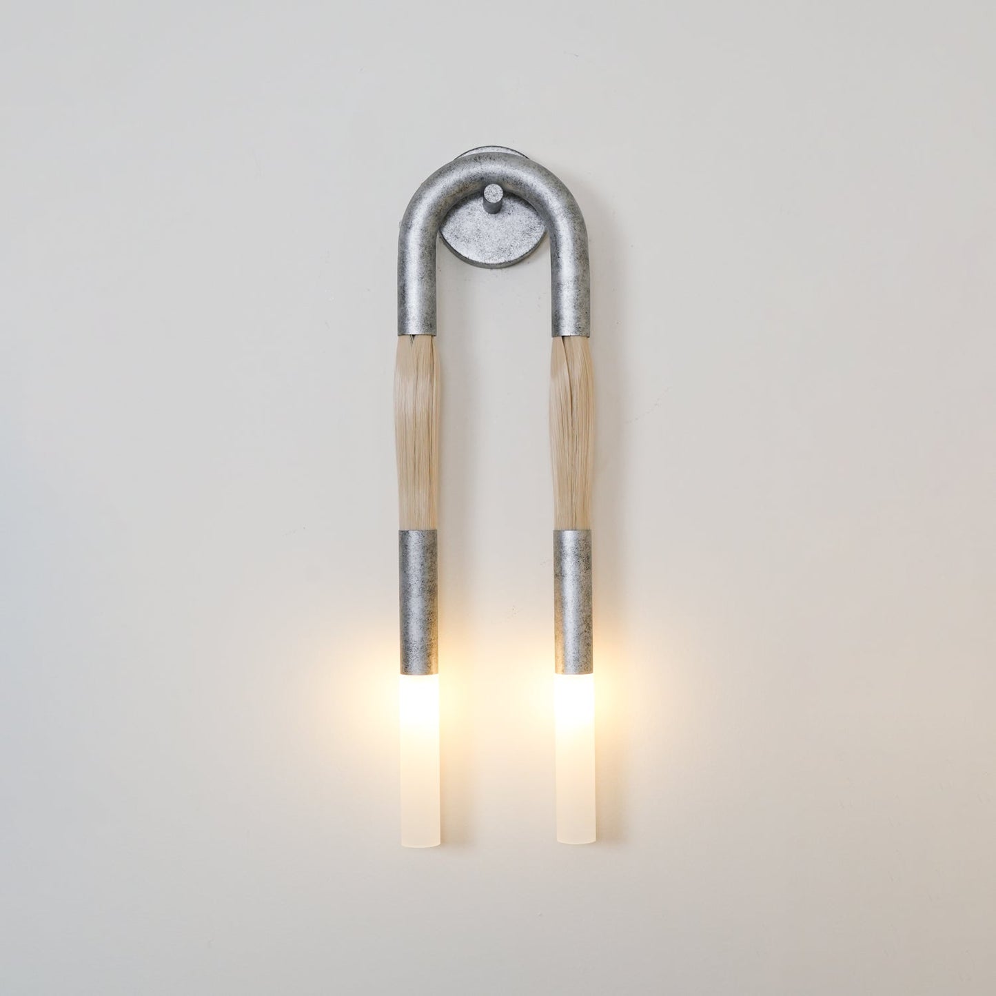 Wall Lamp | Horsehair, Wrought Iron & Glass | 18cm Diameter