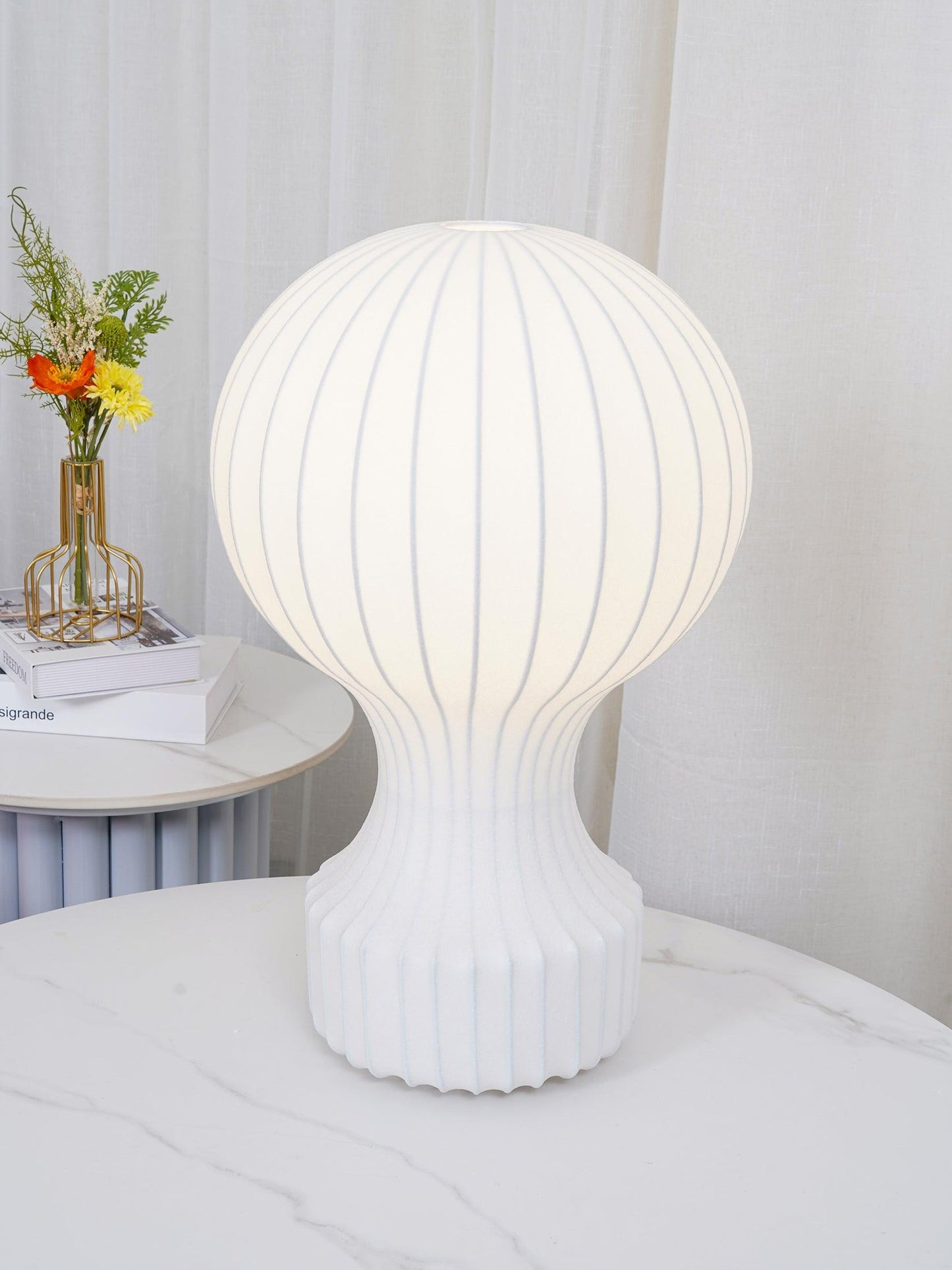 Hot Air Balloon Table Lamp | Steel & Cocoon Design | White Shade