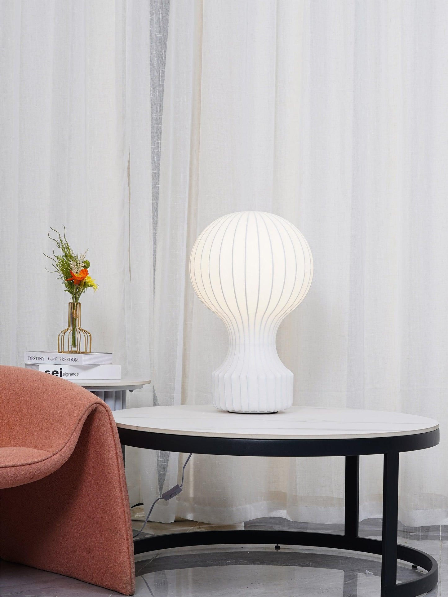 Hot Air Balloon Table Lamp | Steel & Cocoon Design | White Shade