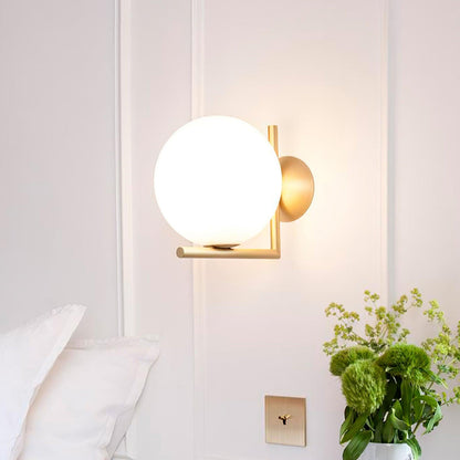 Blown Glass Wall Lamp | Opal Glass | Gold or Black