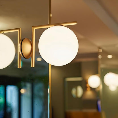 Blown Glass Wall Lamp | Opal Glass | Gold or Black