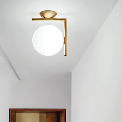 Blown Glass Wall Lamp | Opal Glass | Gold or Black