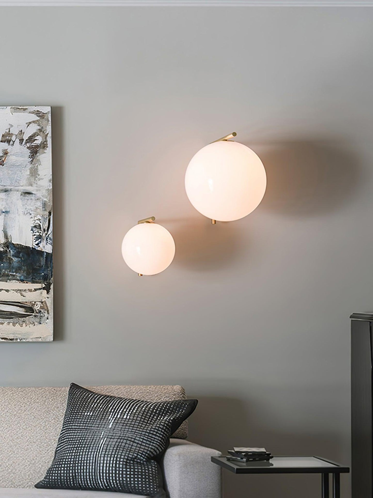 Blown Glass Wall Lamp | Opal Glass | Gold or Black