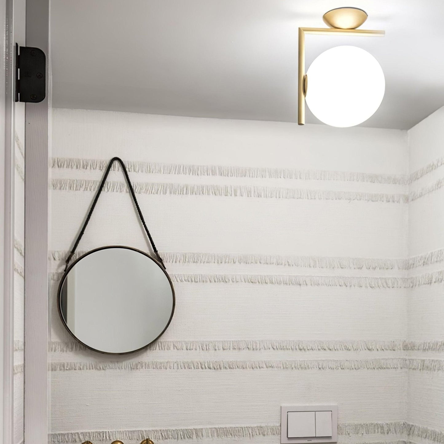Blown Glass Wall Lamp | Opal Glass | Gold or Black