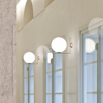 Blown Glass Wall Lamp | Opal Glass | Gold or Black