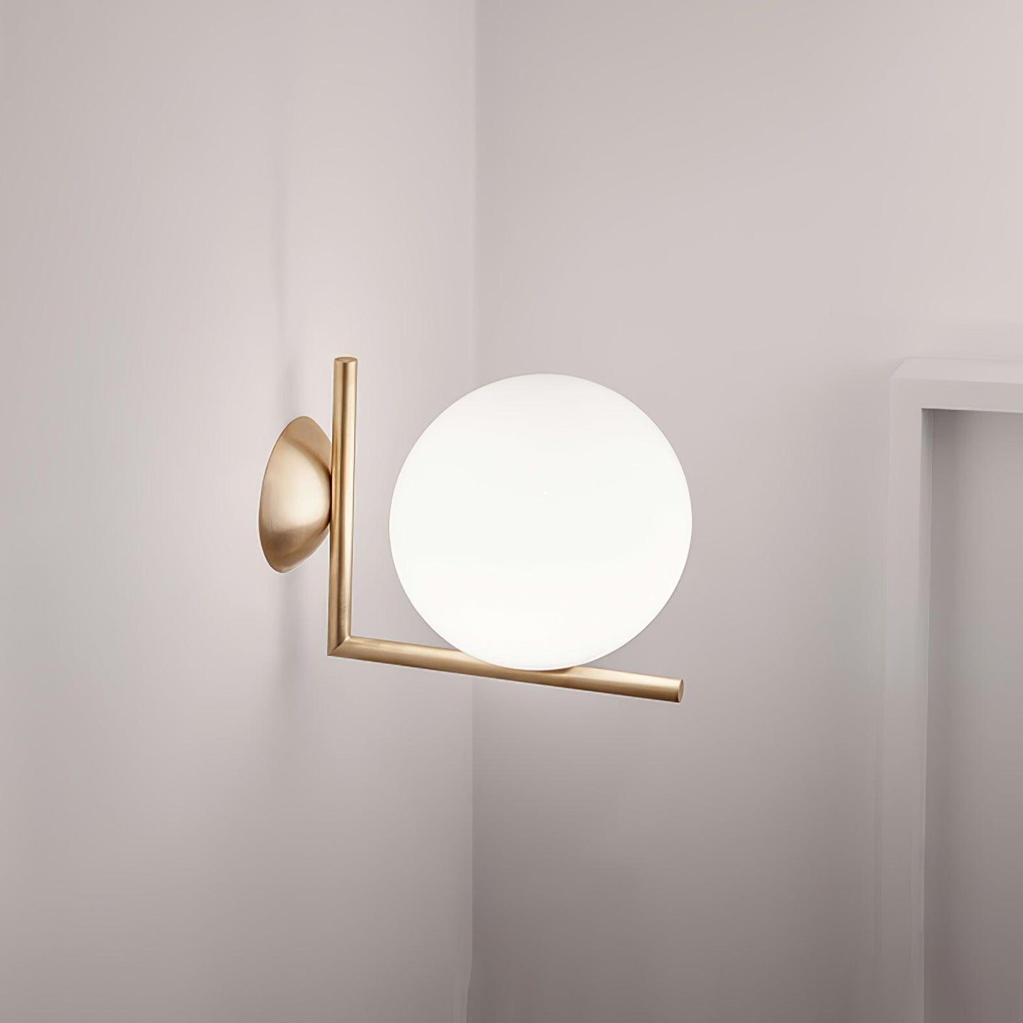 Blown Glass Wall Lamp | Opal Glass | Gold or Black