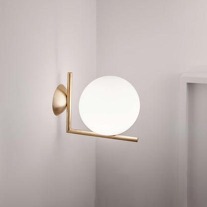 Blown Glass Wall Lamp | Opal Glass | Gold or Black