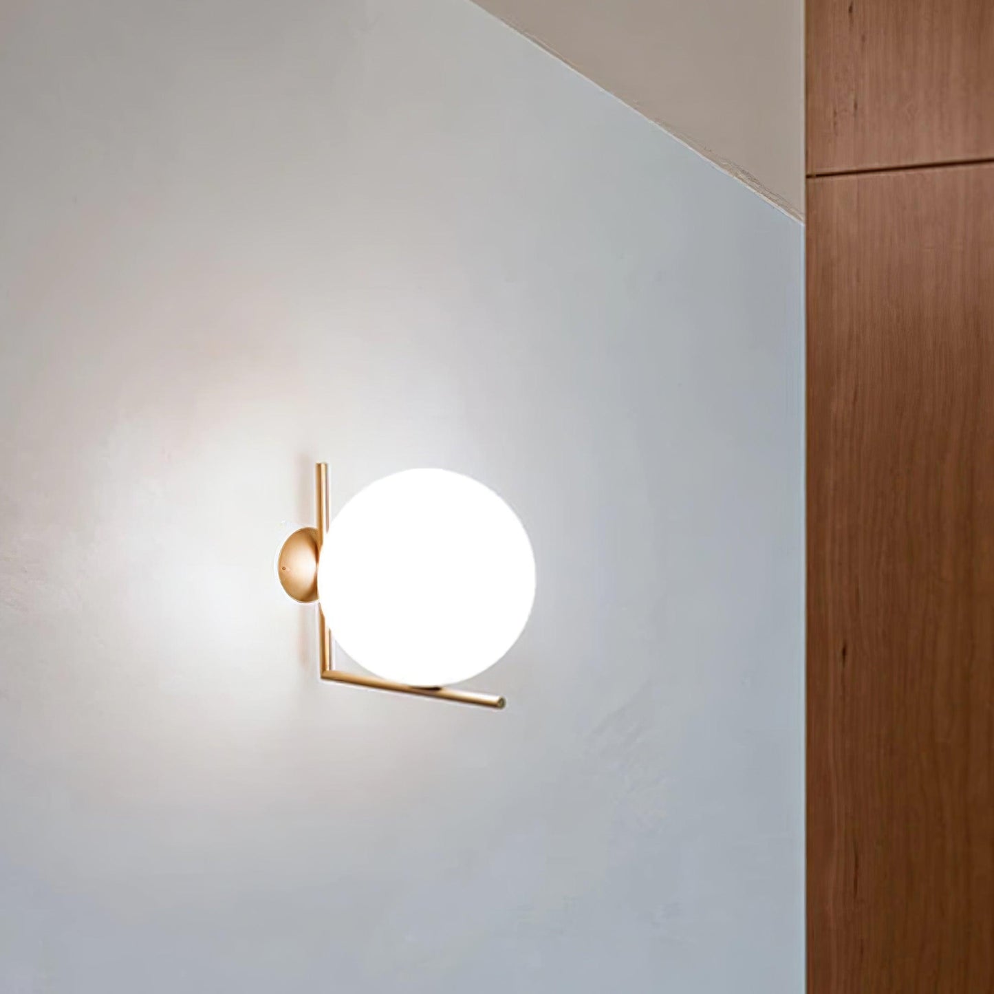 Blown Glass Wall Lamp | Opal Glass | Gold or Black