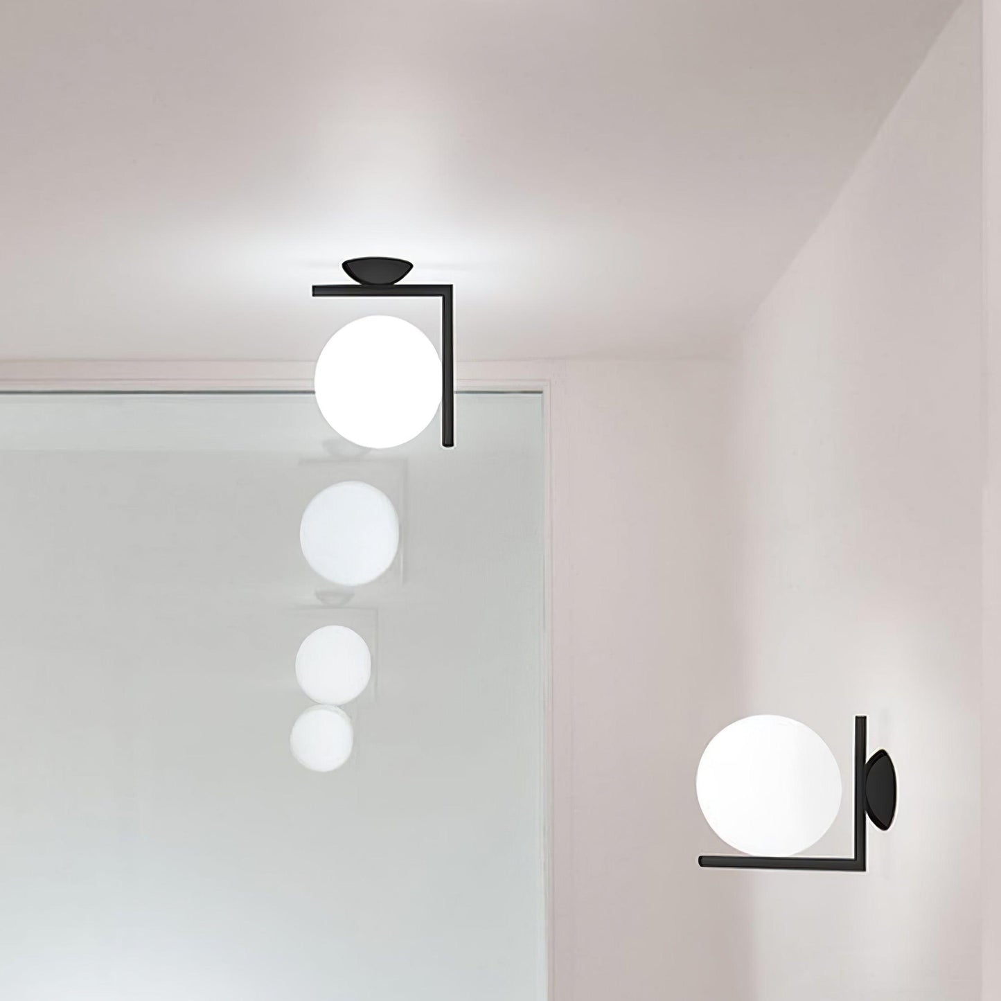 Blown Glass Wall Lamp | Opal Glass | Gold or Black