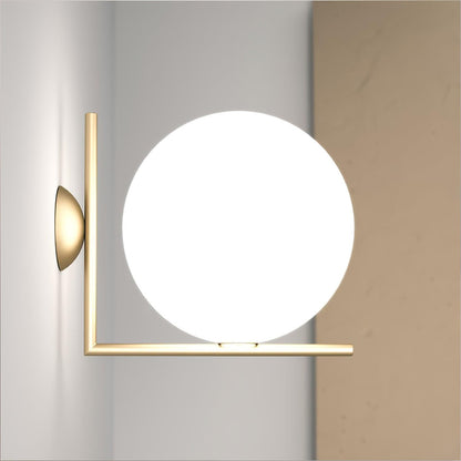 Blown Glass Wall Lamp | Opal Glass | Gold or Black
