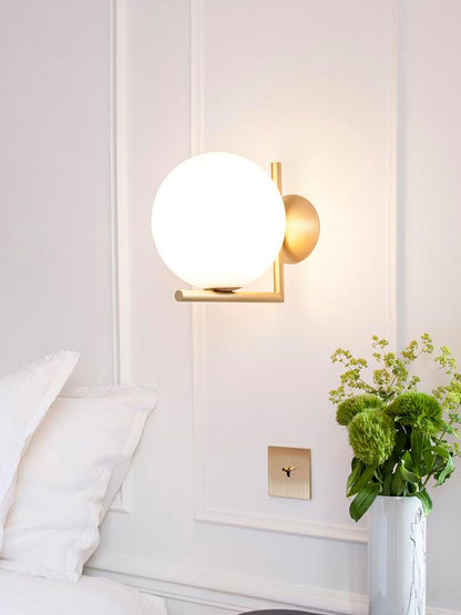 Blown Glass Wall Lamp | Opal Glass | Gold or Black