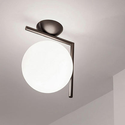 Blown Glass Wall Lamp | Opal Glass | Gold or Black