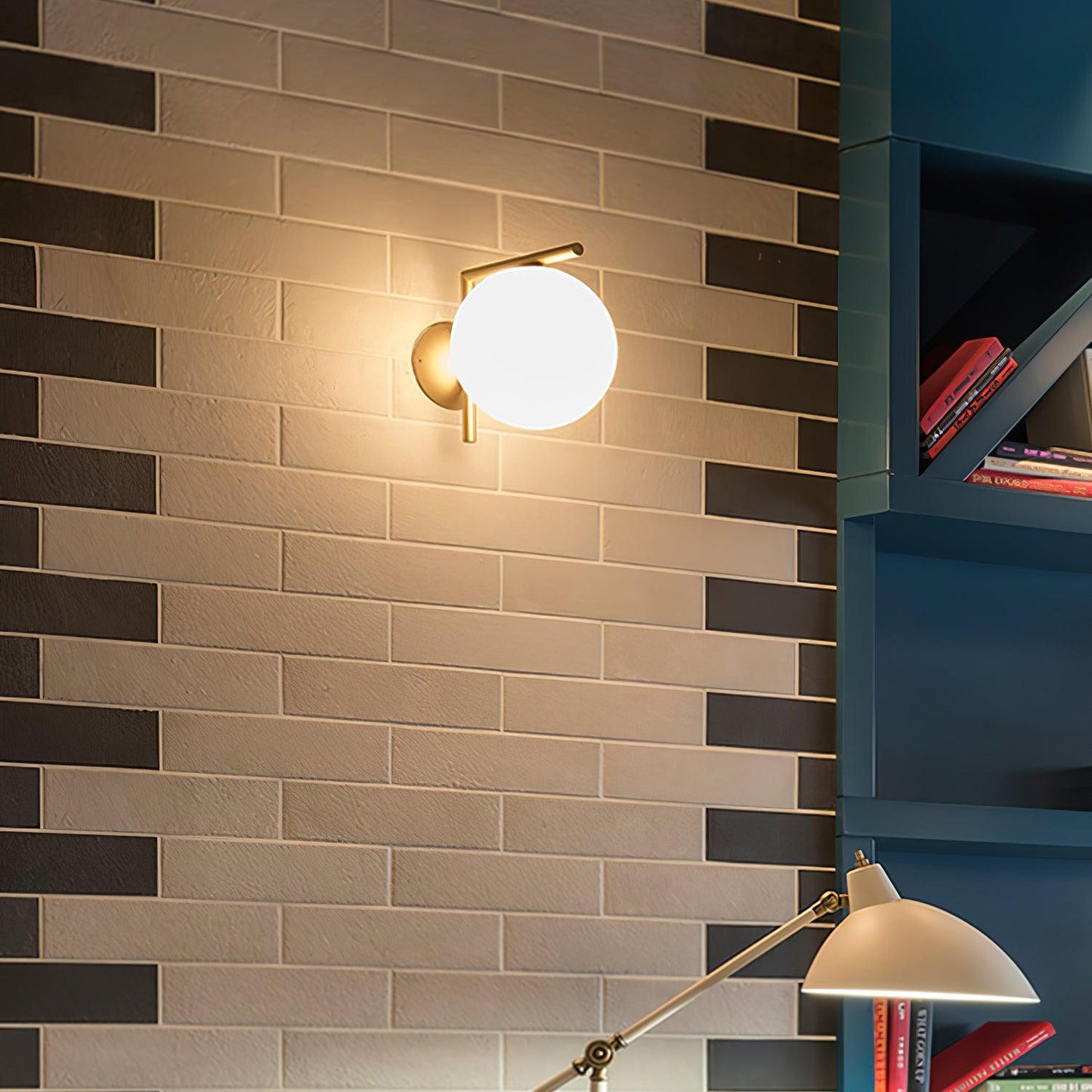 Blown Glass Wall Lamp | Opal Glass | Gold or Black