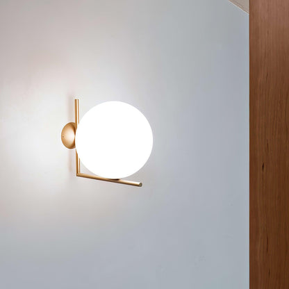 Blown Glass Wall Lamp | Opal Glass | Gold or Black