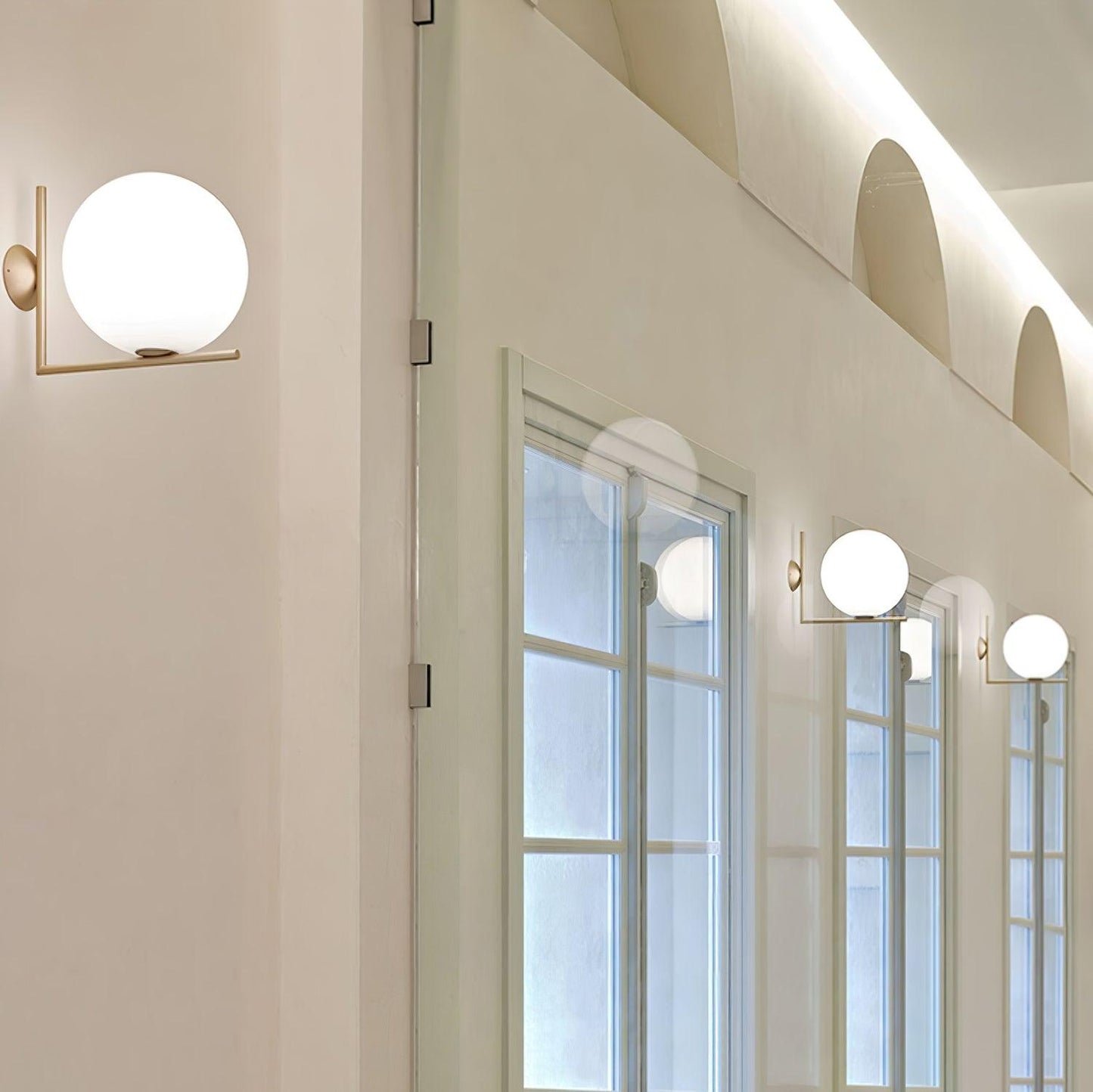 Blown Glass Wall Lamp | Opal Glass | Gold or Black