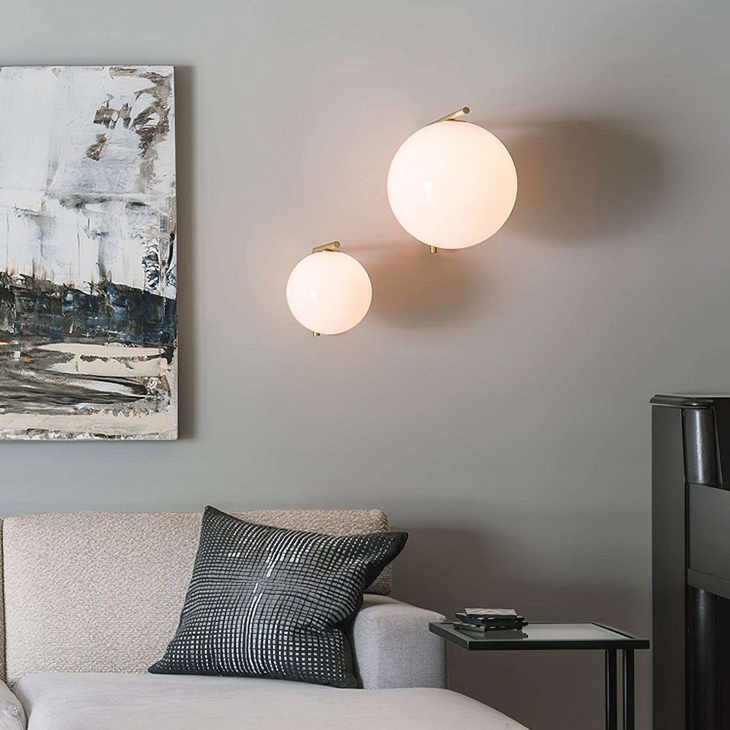 Blown Glass Wall Lamp | Opal Glass | Gold or Black