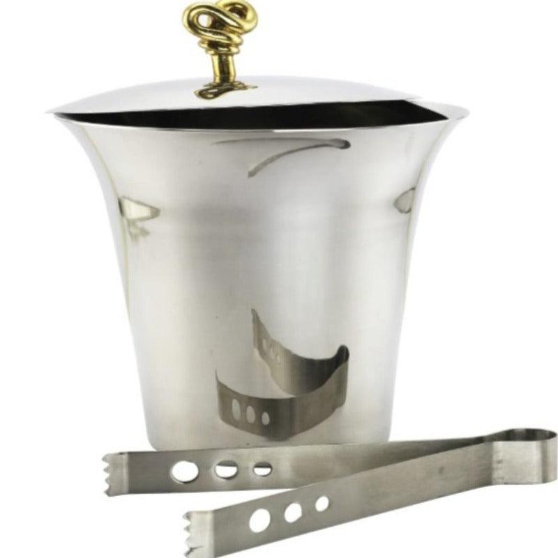Ice Bucket | Stainless Steel & Brass | Silver