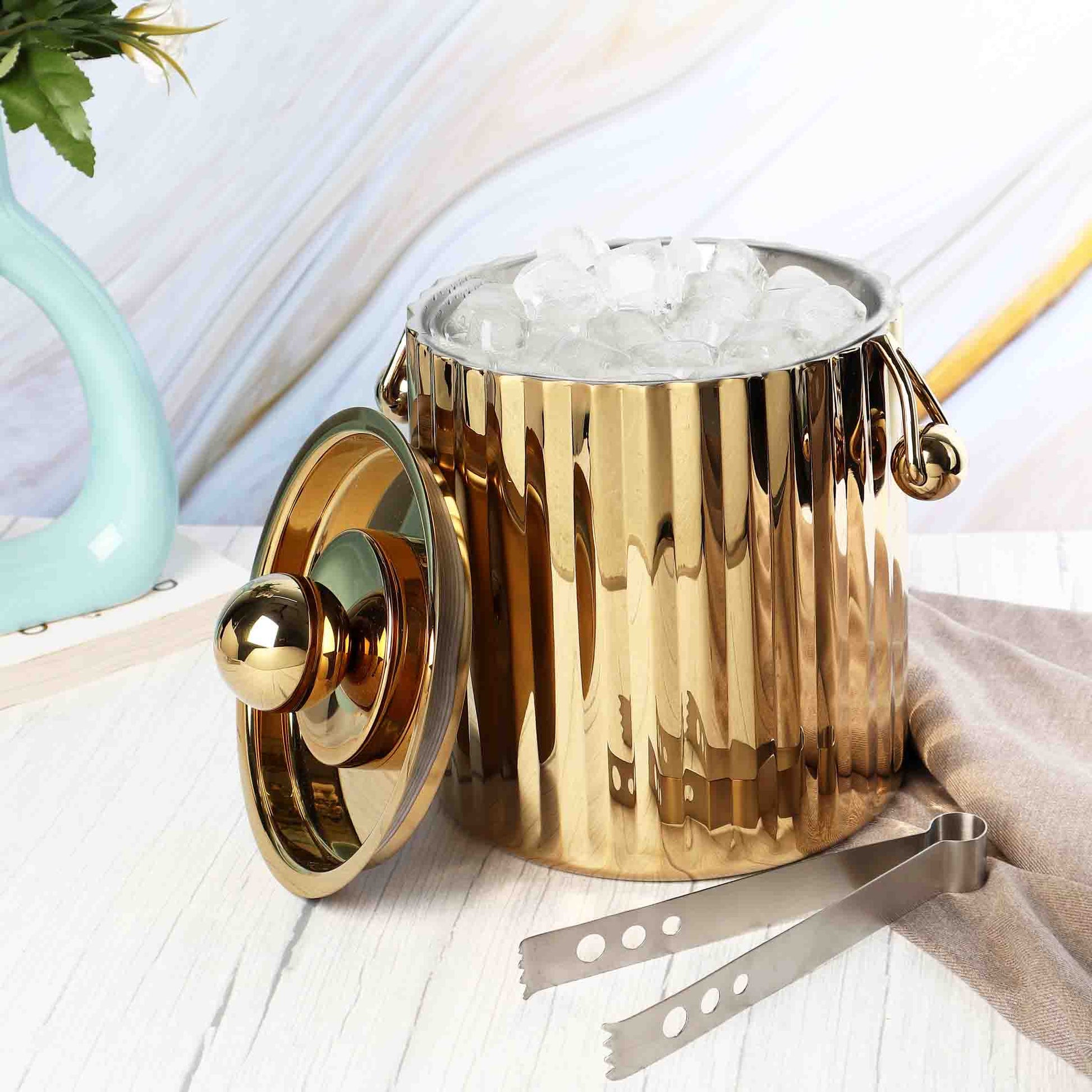 Metallic Ice Bucket | Stainless Steel | Gold Finish
