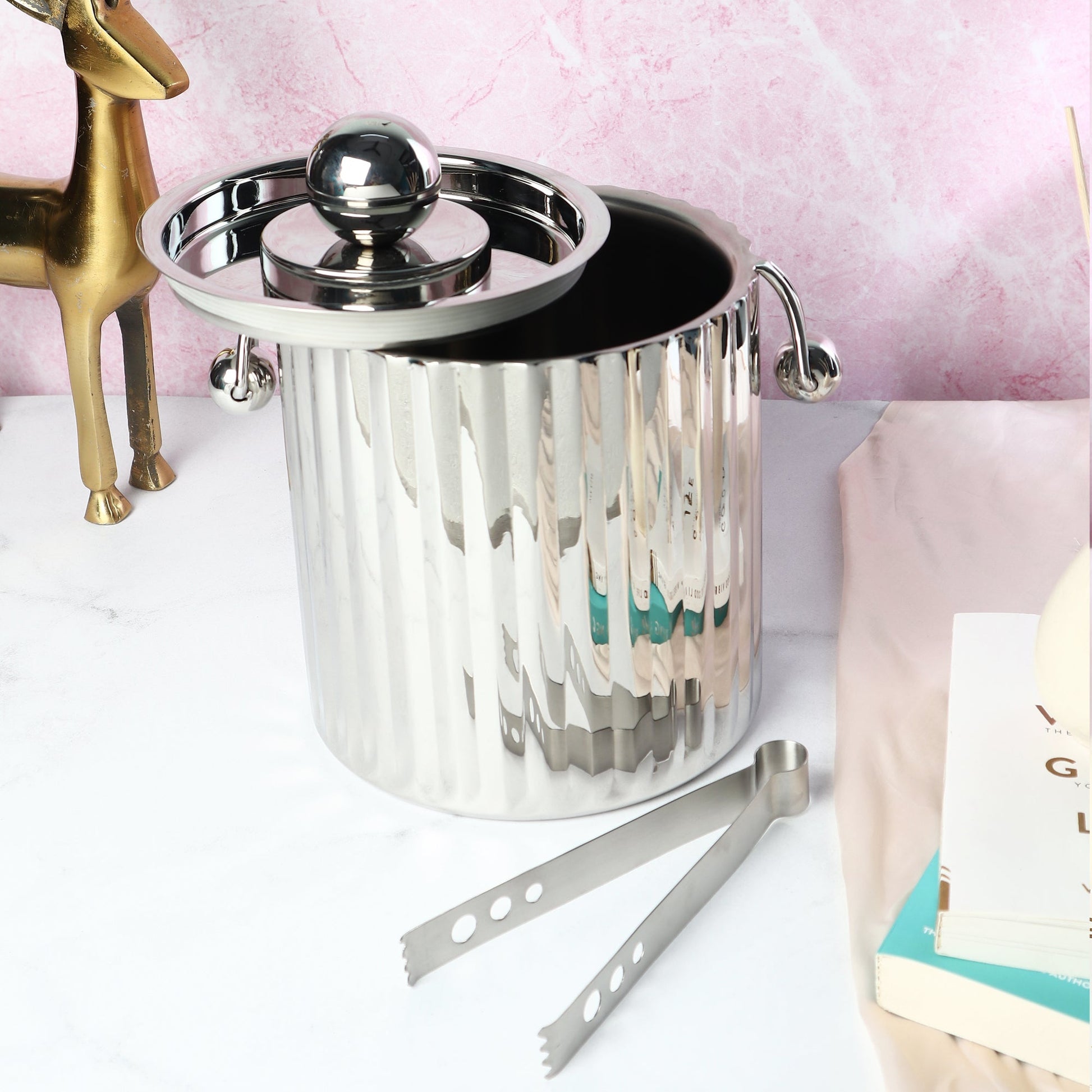 Metallic Ice Bucket | Stainless Steel | Gold Finish