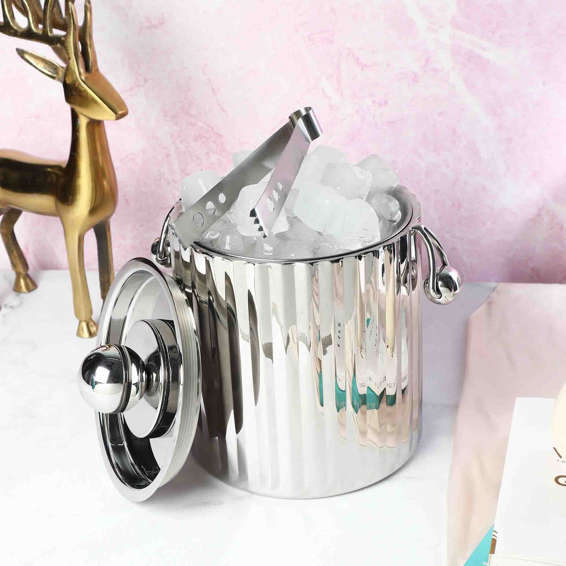 Metallic Ice Bucket | Stainless Steel | Gold Finish