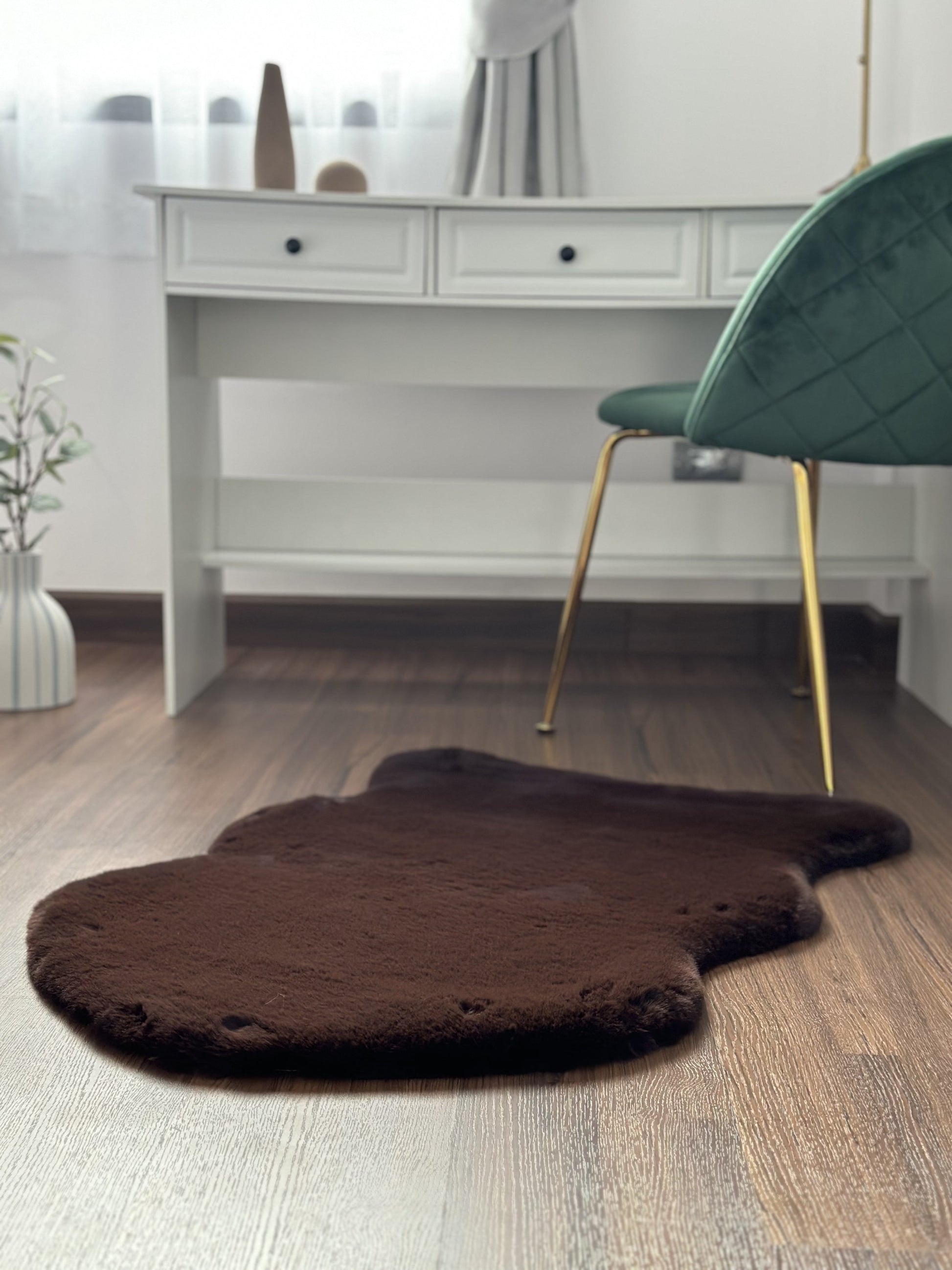 Extra Soft & Fluffy Thick Single Pelt Rabbit Fur Area Rug