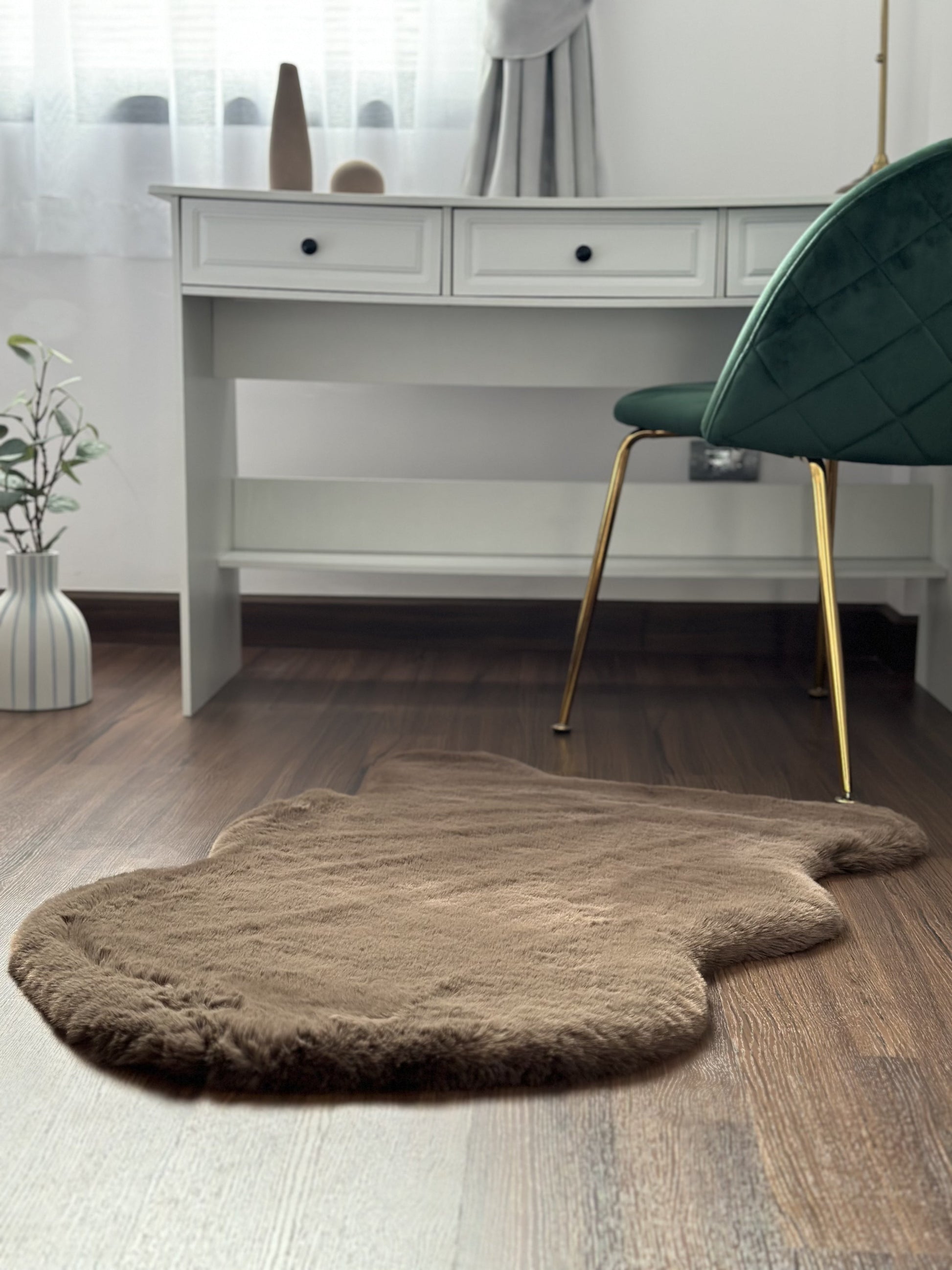 Extra Soft & Fluffy Thick Single Pelt Rabbit Fur Area Rug