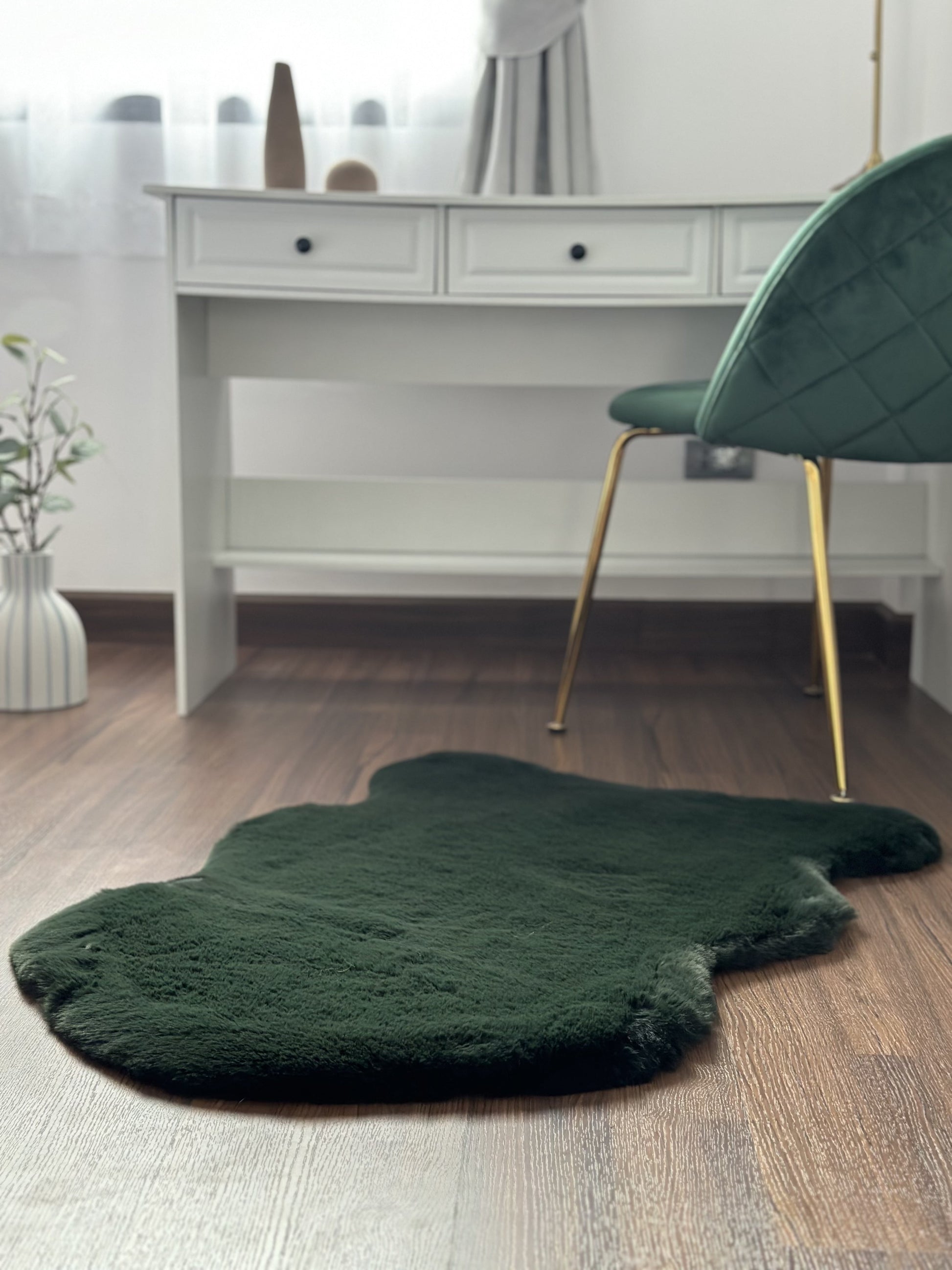 Extra Soft & Fluffy Thick Single Pelt Rabbit Fur Area Rug