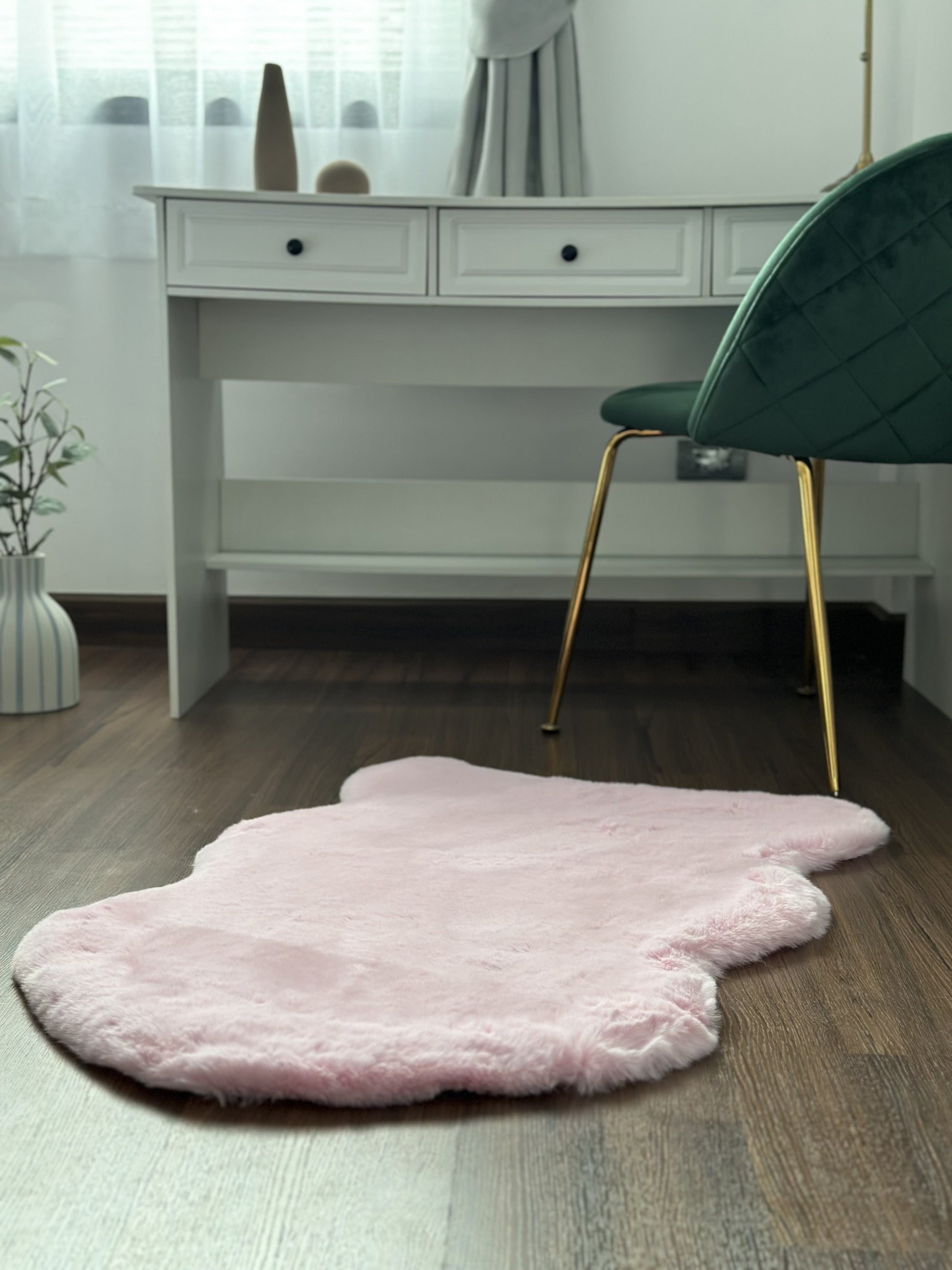Extra Soft & Fluffy Thick Single Pelt Rabbit Fur Area Rug