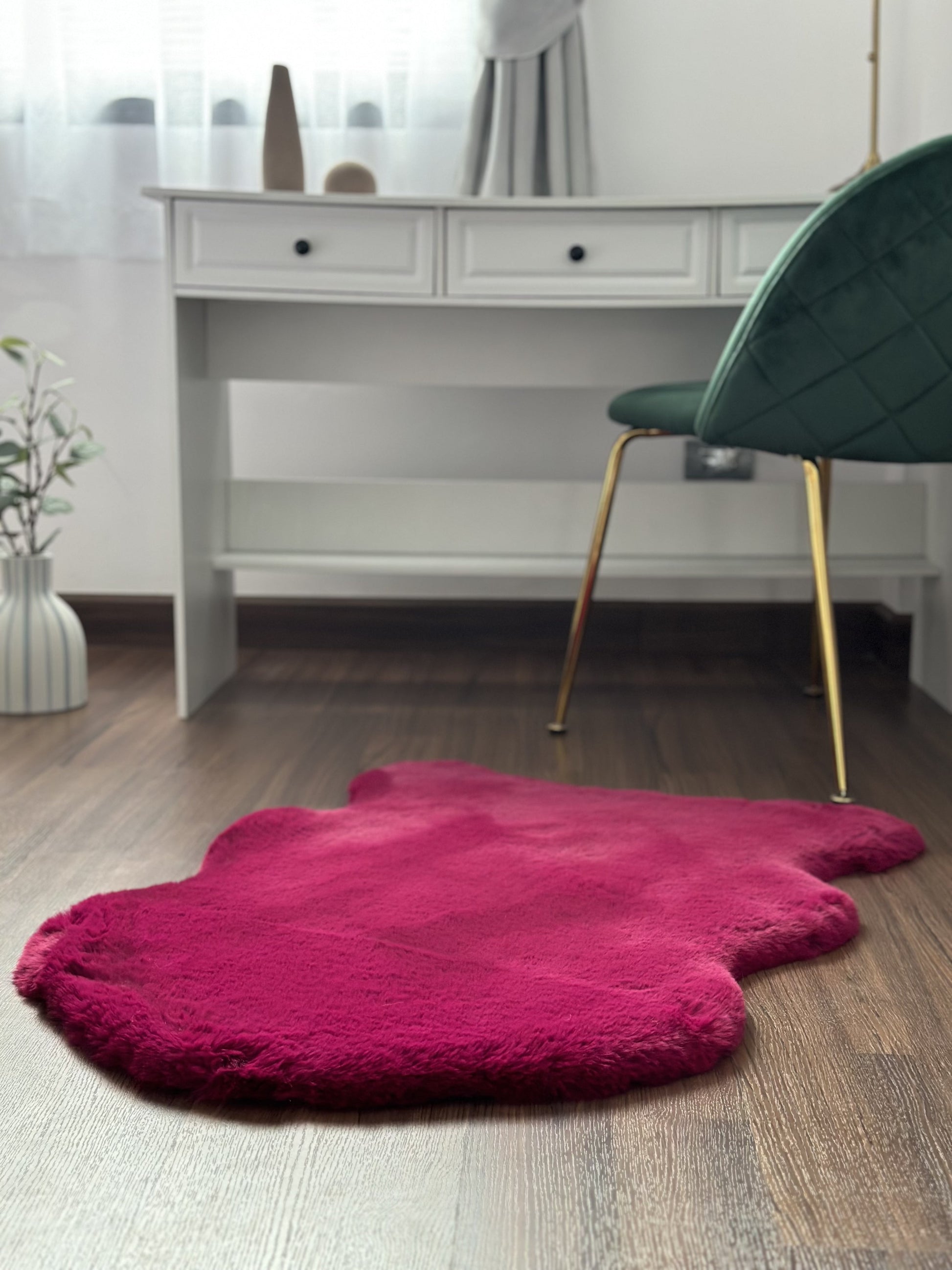 Extra Soft & Fluffy Thick Single Pelt Rabbit Fur Area Rug