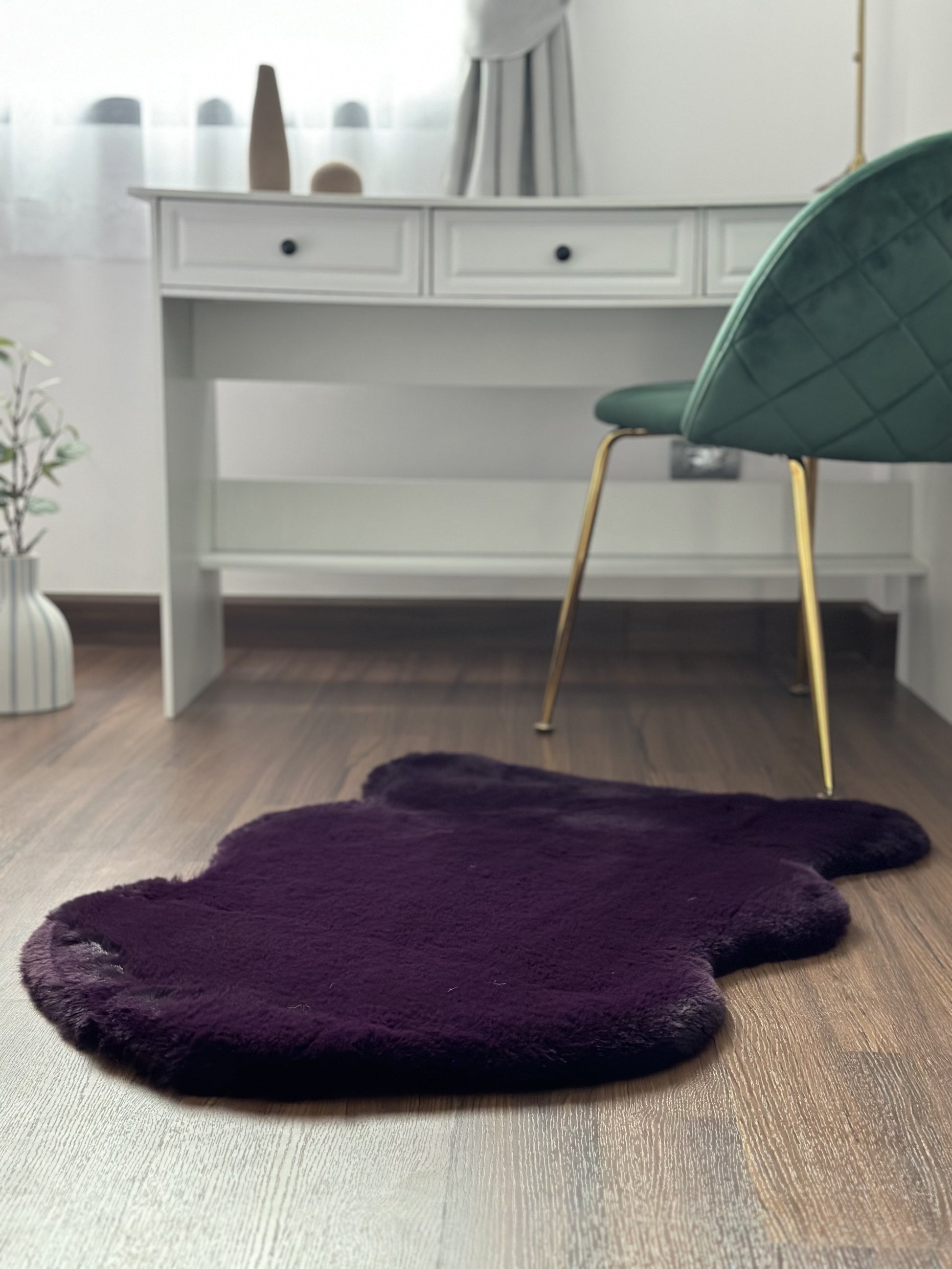 Extra Soft & Fluffy Thick Single Pelt Rabbit Fur Area Rug