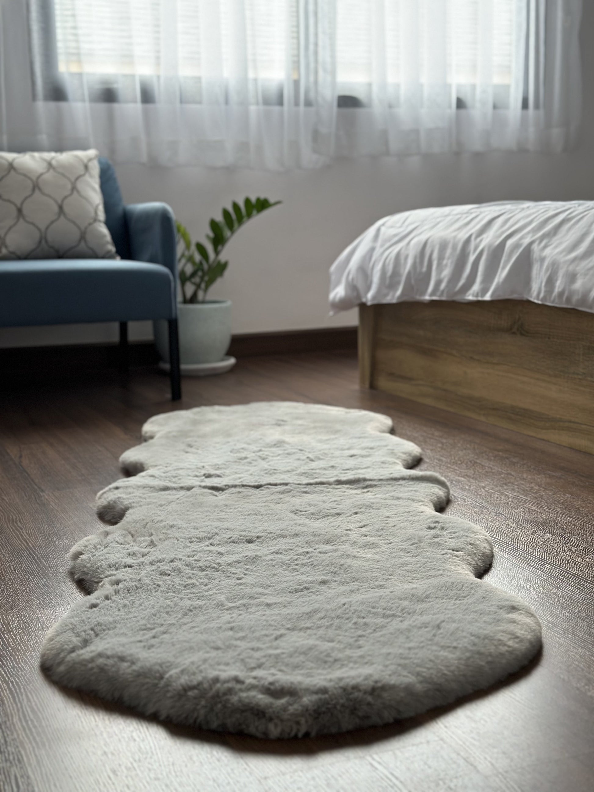 Extra Soft & Fluffy Thick Double Pelt Rabbit Fur Area Rug