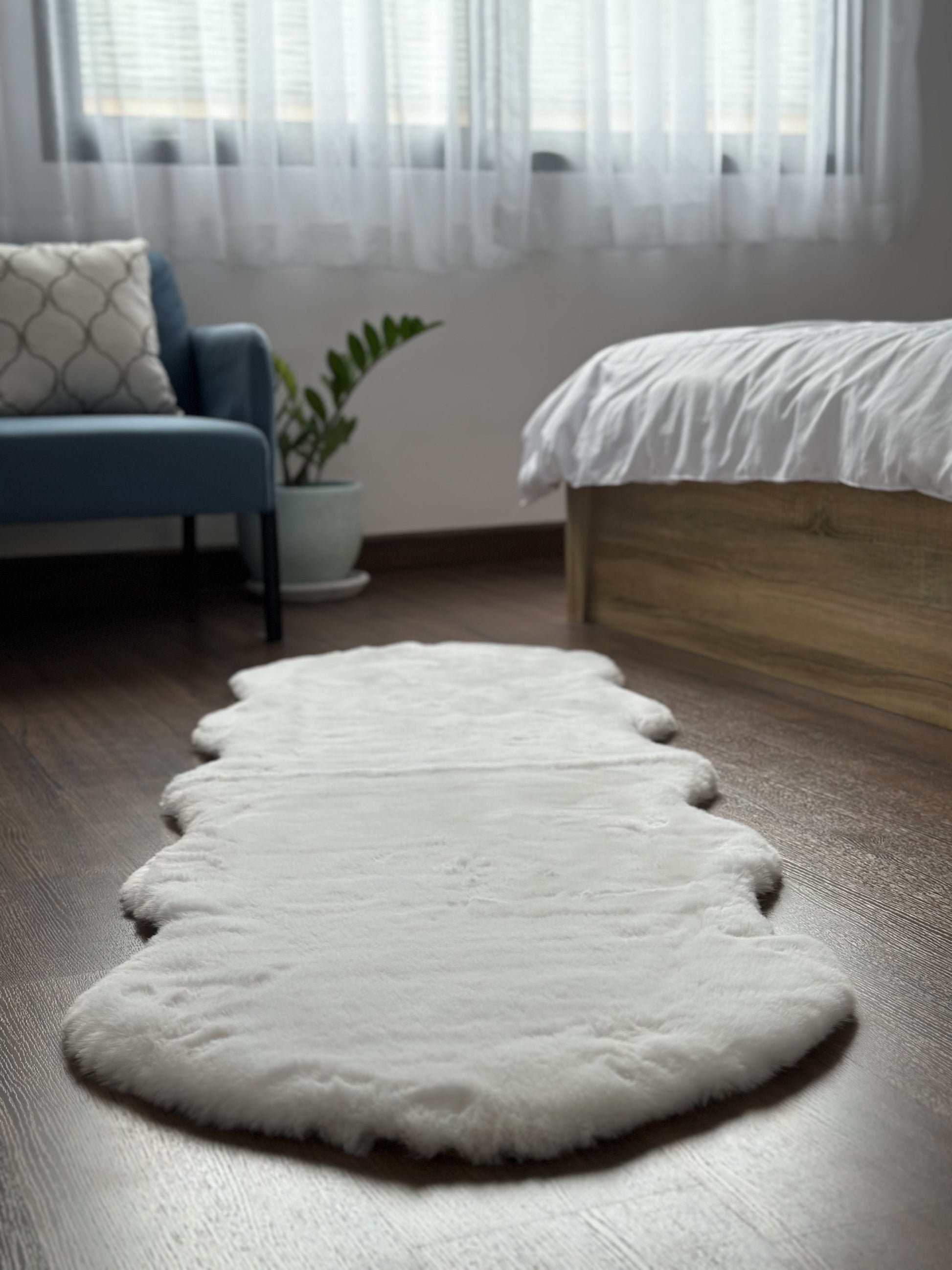 Extra Soft & Fluffy Thick Double Pelt Rabbit Fur Area Rug